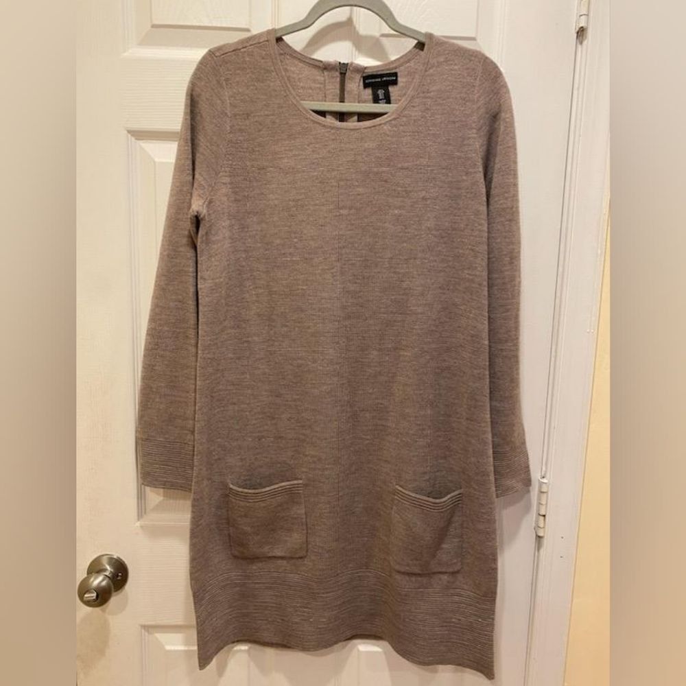 Adrienne Vittadini Sweater Dress, Taupe Knit Extra fine, sz L, Women's, tan.